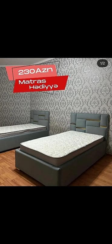 massimo mebel: Məhsul: Yumşaq başlıqlı tək çarpayılar (müxtəlif modellər) - Modern — 2