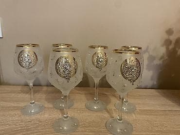 çəngəl qaşıq dəstləri: Qədəhlər, rəng - Qızılı, Şüşə, 6 ədədli dəst, Polşa — 2