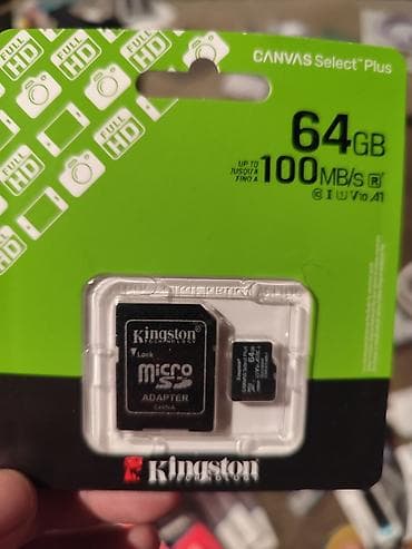 Техника и электроника: Kingston Canvas Select Plus microSD kartı – 64 GB - Oxuma sürəti: 100 — 1