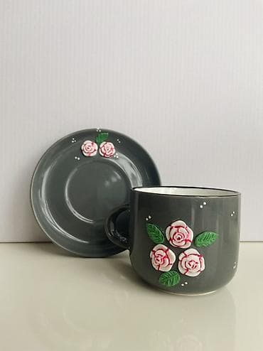 cuqun saç: Çay dəsti, rəng - Boz, Keramika — 4