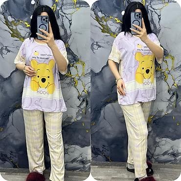 Gecəliklər: Qadınlar üçün iki hissəli ev geyimi dəstləri - Model: qısaqol, rahat — 7