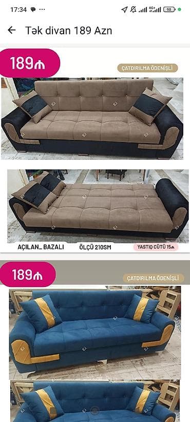 210: Di̇van-kravat, Açılan, Bazalı, Parça, Ödənişli çatdırılma — 1