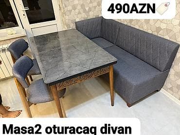 kuxn: Turkiye istehsali. Masa 2 oturacaq divan Masa bagli.80-130 Masa — 1