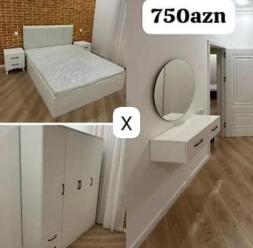 divar refleri: Yataq otağı mebel dəsti Tərkibi: - İki tumbalı iki nəfərlik çarpayı — 1