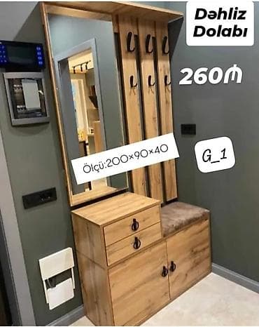 Dəhliz dolabı – G_1 modeli Ölçü: 200 × 90 × 40 sm Qiymət: 260 ₼