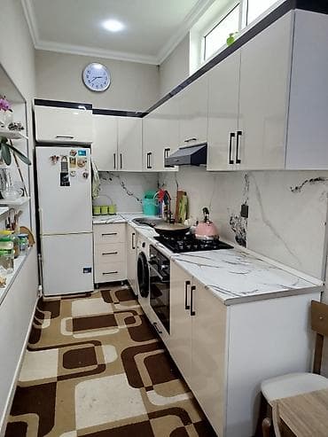 pec qaz: Ağ rəngli, L-formalı mətbəx mebel dəsti - Üst və alt modullar: parlaq — 2