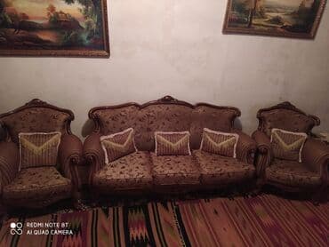 купить венские стулья в баку: Классический диван, 2 кресла, Нераскладной — 1