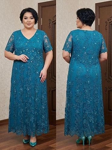 iqos 3 duos: Zümrüd-mavi rəngli uzun ziyafət/nişan geyimi. - Siluet: A-kəsim — 1