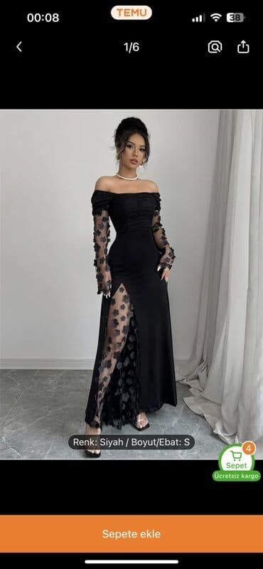 Zərif qara axşam geyimi - Model: of-shoulder (çiyinlər açıq), büst