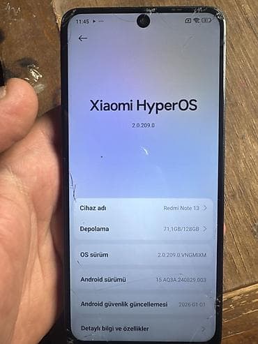 corn telefon: Redmi Note 13, 128 GB, rəng - Qara, Sensor — 3