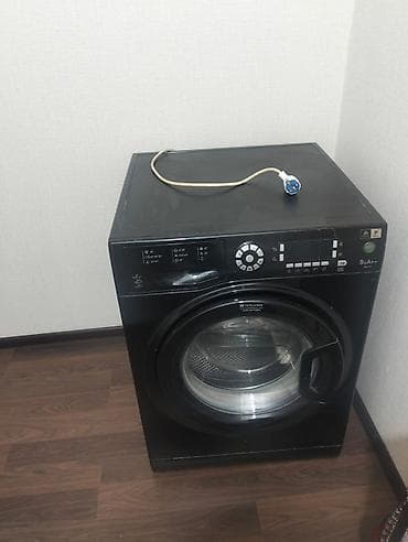 Kondisionerlər: Hotpoint-Ariston önyükləməli paltaryuyan maşın - Rəng: qara, iri ön — 1