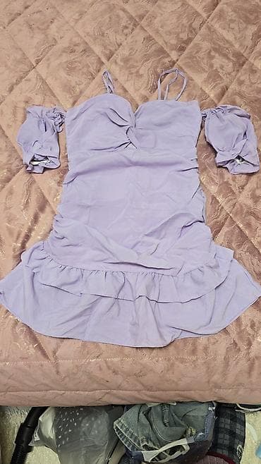 gundelik hamile geyimleri: Heç geyinilməyib Bənövşəyi rəngdə zərif qadın donu. - Model: nazik — 1