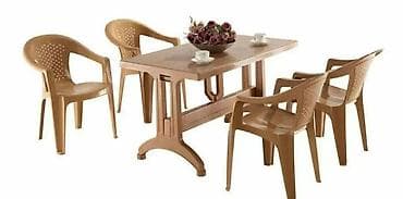 Новый, Прямоугольный стол, 4 стула, Раскладной, Со стульями, Пластик, Азербайджан