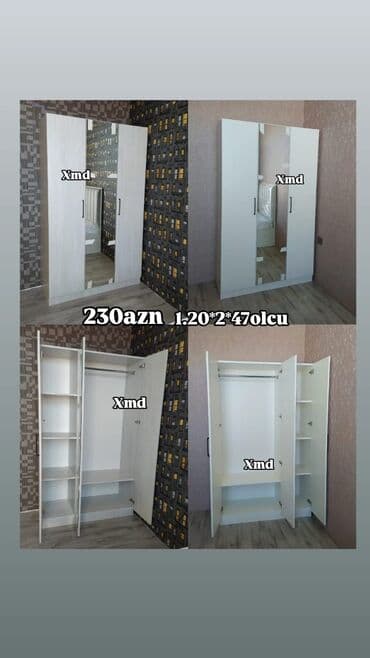 polkalı şkaf: Açılan, 3 qapılı Düz dolab, Şifonyer — 1