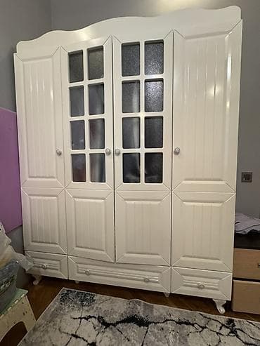 tek dolablar: Uşaq/yeniyetmə otağı üçün ağ mebel dəsti Tərkib: - Tək nəfərlik — 7