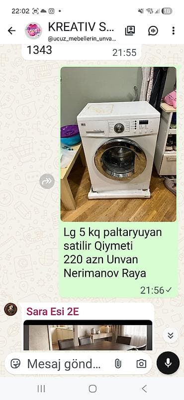 LG paltaryuyan maşın – 5 kq yükləmə - Ön yükləməli model, paslanmayan lalafo.az -da LG paltaryuyan maşın – 5 kq yükləmə - Ön yükləməli model, paslanmayan
