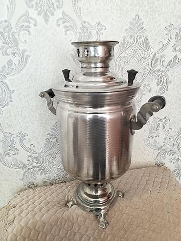 nerjavika su ceni: Klassik kömürlü samovar - Material: parlaq metal gövdə, möhkəm tökmə — 2