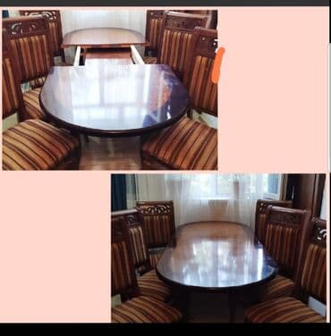 yığılan stul: Qonaq otağı üçün, Açılan, Oval masa, 6 stul — 1