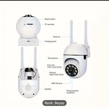 data kart: 2.4G WiFi Təhlükəsizlik Kamerası – Rəng: Ağ - 1080P Full HD — 3