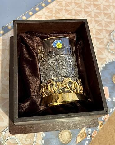 cay desti: Stəkanlar, rəng - Qızılı, Xrustal, 1 əd — 4