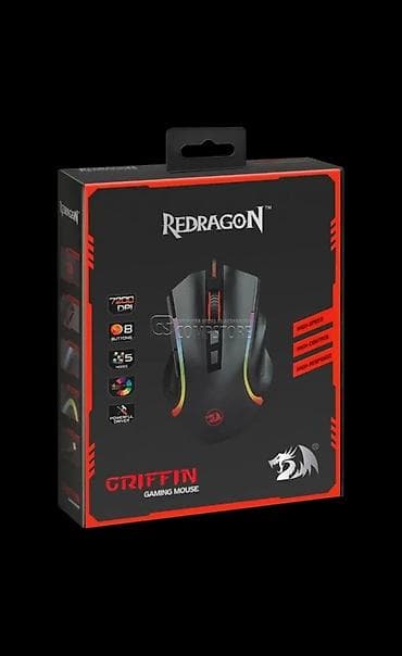 printer satilir: Gaming siçanı – USB ilə qoşulan, LED işıqli Redragon Griffin RGB oyun — 5