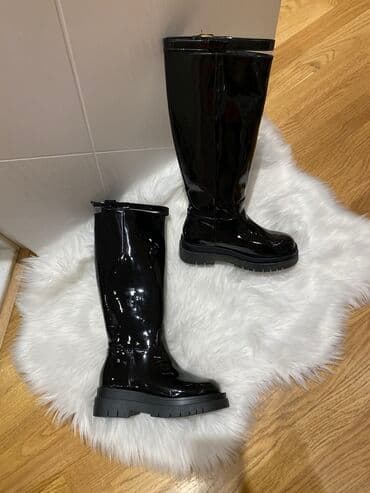 длинные резиновые сапоги: Ботфорты, Asos, Размер: 36.5, цвет - Черный, Новый — 2