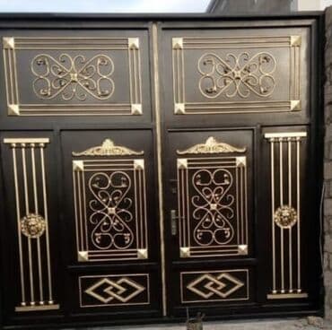 жер тошок: Железо Дворовые ворота, Распашные, 3 м, Механические, С дверью, цвет - Голубой, Нет кредита, Платная установка, Платная доставка — 54