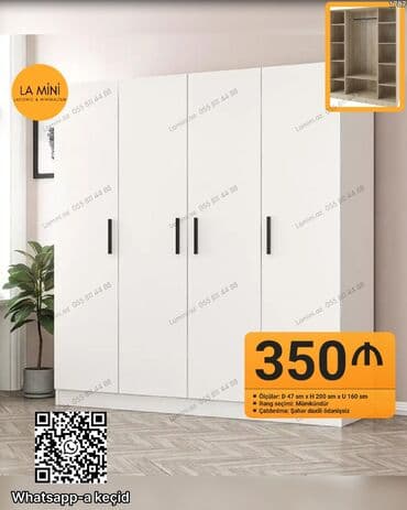 Açılan, 4 qapılı Düz dolab, Qarderob, paltar dolabı