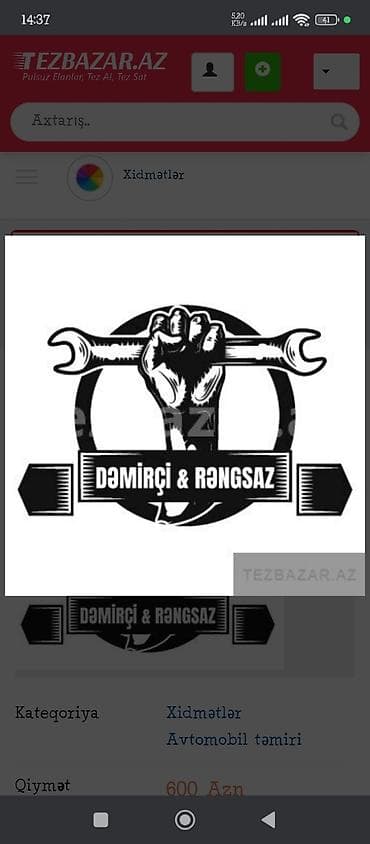 Dəmirçi və rəngsaz işinin görülməsi, qəzalı afdomobillərin təmiri