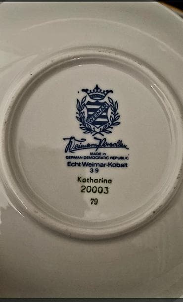 goy sekilleri: Çay dəsti, rəng - Göy, Farfor, Weimar, 6 nəfərlik, Almaniya — 5