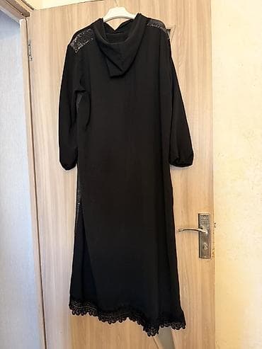 mini etek: Hicab geyimi Qara uzun xalat/abaya - Rəng: tam qara - Model: uzun — 2