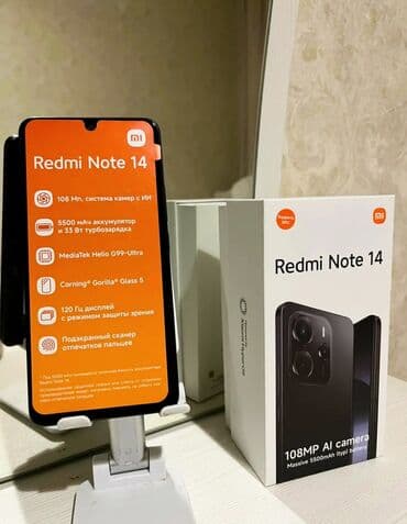 Apple iPhone: Redmi Note 14, 128 GB, rəng - Qara, Zəmanət, Sensor, Barmaq izi — 1