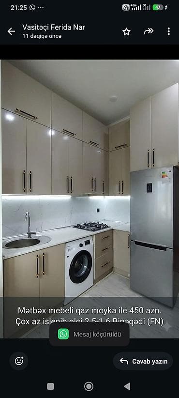 sade metbex mebelleri: Mətbəx mebeli qaz moyka ile 450 azn. Çox az islenib.olci 2.5-1.6 — 1