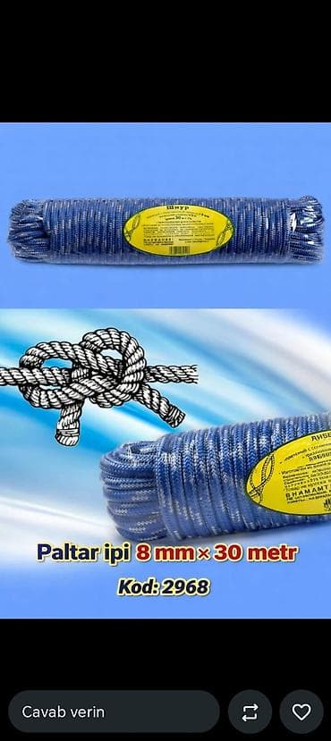 türk tekstil: Paltar ipi – 8 mm × 30 metr Kod: 2968 - Material: möhkəm sintetik — 1