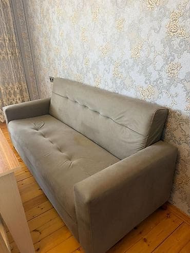 Mebel və məişət texnikası paketi - Divan: Sadə xəttli, yumşaq süet