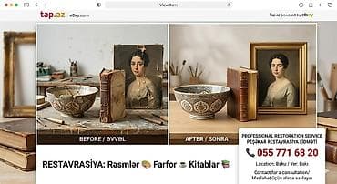 boks sekilleri: RESTAVRASİYA
🎨 Rəsmlər ☕ Farfor 📚 Kitablar — 1