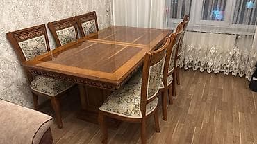 Qonaq otağı üçün, Açılan, Dördbucaq masa, 6 stul