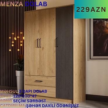 4 qapili dolablar: Yeni, 3 qapılı, Siyirməli, Digər rəng, Digər material, Açılan, Düz dolab — 1
