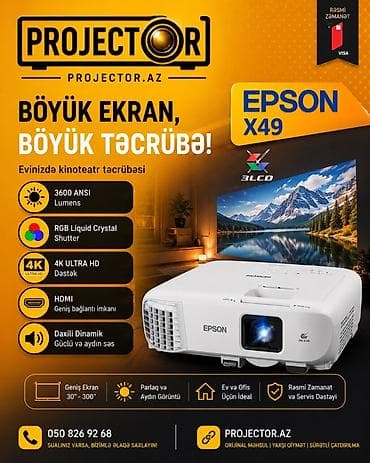 sip kabel: İşlənmiş Portativ Proyektor Epson, Ödənişli çatdırılma — 2