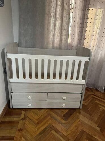 Детские односпальные кровати: Для девочки и мальчика, Четырехугольная, Колыбель, Без бортиков, Без матраса, Без механизма качания — 2