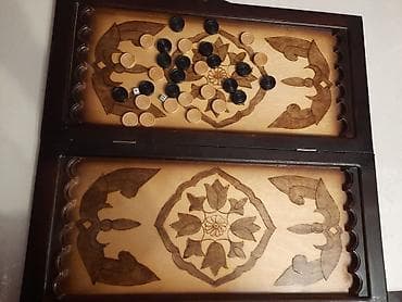 nerd taxta satisi: Əl oyma naxışlı taxta dama–nərd–şaхmat taxtası işlənməyib təzədi 120m — 3