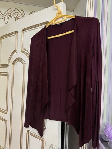 женские кардиганы большого размера: Qadın kardiqanı – tünd bənövşəyi (şərab rəngi) - Model: Açıq önlü — 1