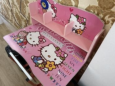 işlenmiş stul: Uşaq üçün masa və stul dəsti – Hello Kitty dizaynlı - Rəng: çəhrayı - — 4