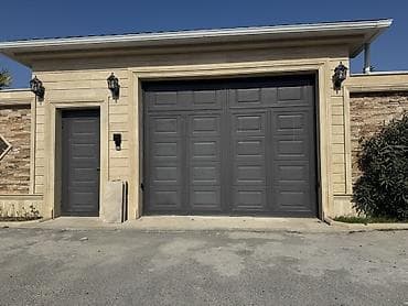 Dəmir Həyət darvazası, Yana açılan, Avtomatik, Qapı ilə, rəng - Boz