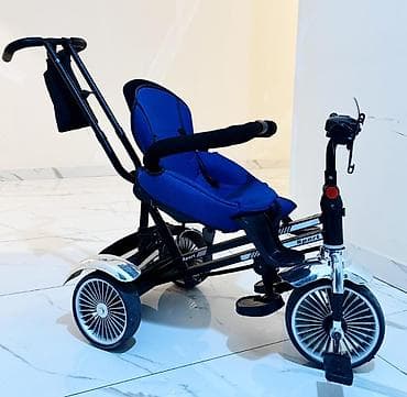Uşaq üçtəkərli velosipedi – valideyn idarəetməsi ilə - Rəng: mavi