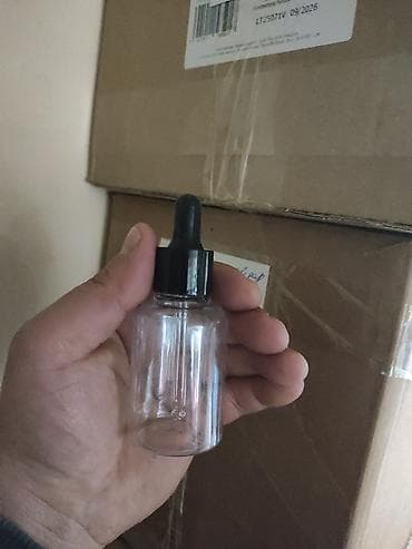 bogema qab: Şüşə damcı qabları – pipetkalı - Həcm: təxminən 30 ml (kompakt ölçü — 2