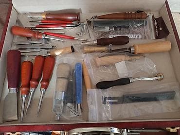 Mexaniki əl alətləri: Dəri və əl işləri üçün peşəkar alət dəsti – taxta qutuda tam komplekt — 3