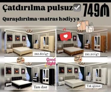 İkinəfərlik çarpayı, Dolab, Termo, 2 tumba, Azərbaycan, Yeni