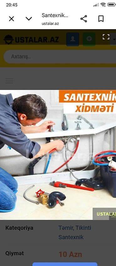 Peyk antenalarının quraşdırılması: Santexnik xidməti - Hamam və mətbəx santexnika işləri - Su — 1
