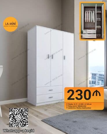 şifaner: Açılan, 3 qapılı Düz dolab, Qarderob, paltar dolabı — 1